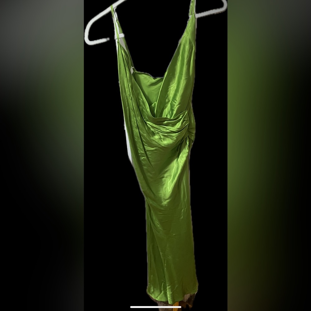 Green satin effect Zara slip dress NWT.